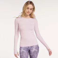 Women's FLX Balance Ribbed Crewneck Tee -Adidas shop 4657217 Grape Fondant