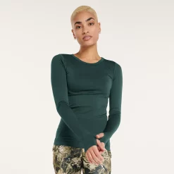 Women's FLX Balance Ribbed Crewneck Tee -Adidas shop 4657217 Midnight Flood