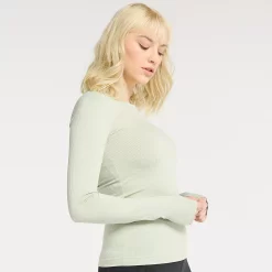 Women's FLX Balance Ribbed Crewneck Tee -Adidas shop 4657217 Mint Crackle