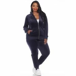 Plus Size White Mark 2-Piece Velour Tracksuit Set