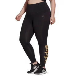 Plus Size adidas Essential Linear High-Waisted Leggings 21 Plus Size adidas Essential Linear High-Waisted Leggings -Adidas shop 4791042 Black Gold
