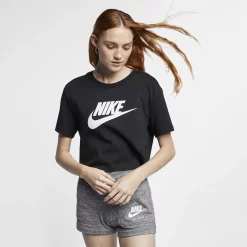 Women's Nike Sportswear Essential Crop Tee -Adidas shop 4845124 Black White