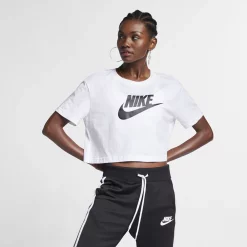 Women's Nike Sportswear Essential Crop Tee -Adidas shop 4845124 White Black
