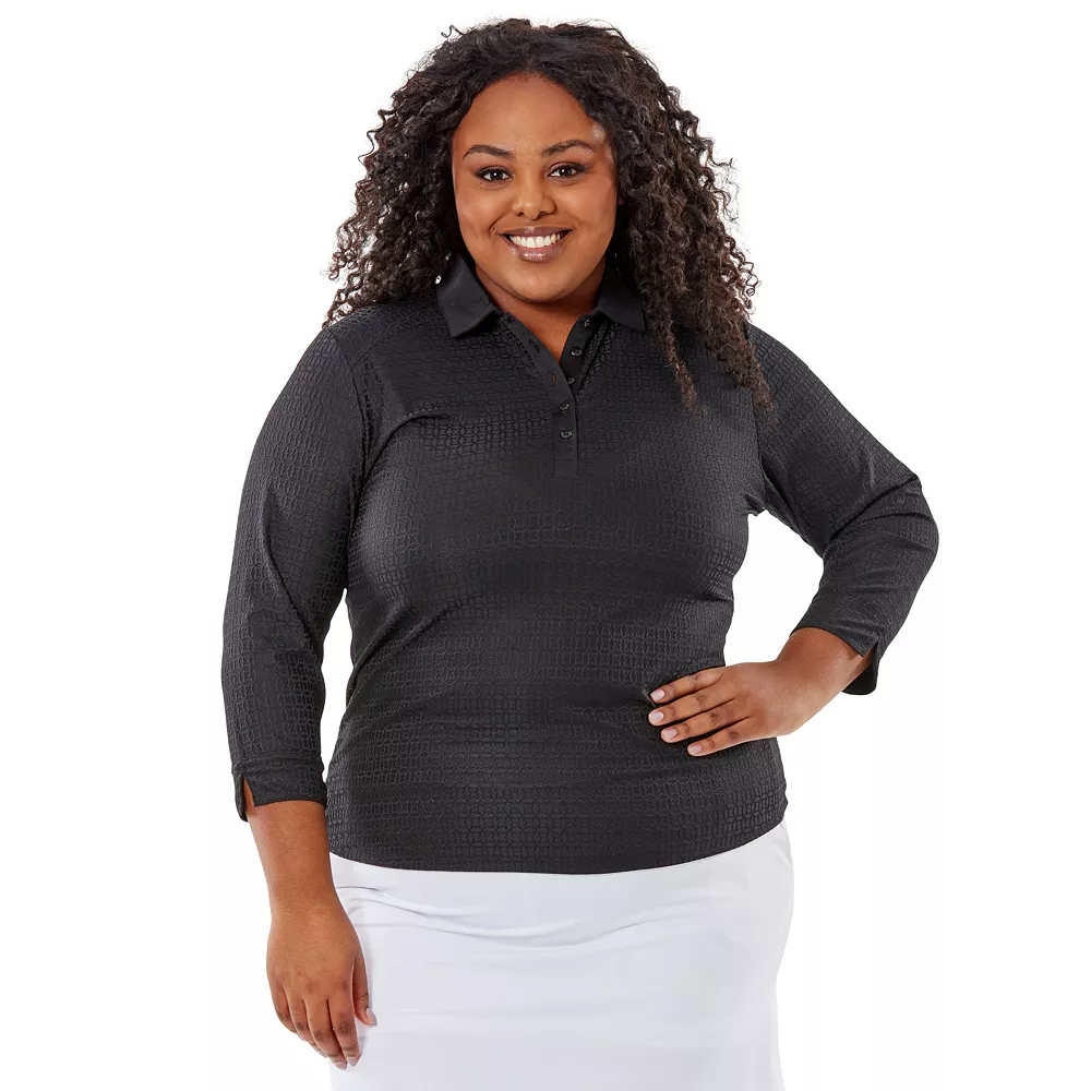 Plus Size Nancy Lopez Journey 3/4 Sleeve Polo 3 Plus Size Nancy Lopez Journey 3/4 Sleeve Polo