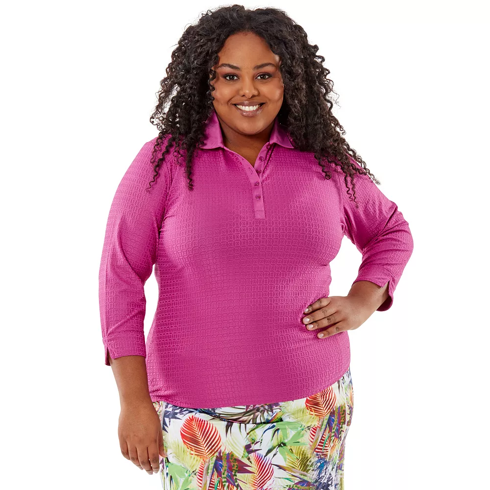 Plus Size Nancy Lopez Journey 3/4 Sleeve Polo 5 Plus Size Nancy Lopez Journey 3/4 Sleeve Polo - Image 3
