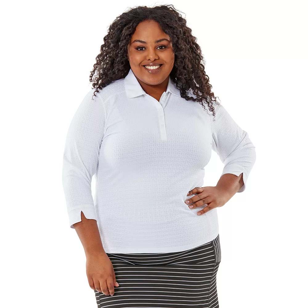 Plus Size Nancy Lopez Journey 3/4 Sleeve Polo 4 Plus Size Nancy Lopez Journey 3/4 Sleeve Polo - Image 2