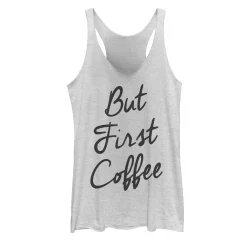 Juniors' But First Coffee Simple Graphic Tank