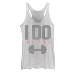 Juniors' I Do Hard Things Barbell Graphic Tank