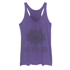 Juniors' Feed Your Soul Lotus Stamp Graphic Tank
