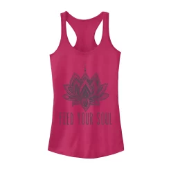 Juniors' Feed Your Soul Lotus Stamp Graphic Tank