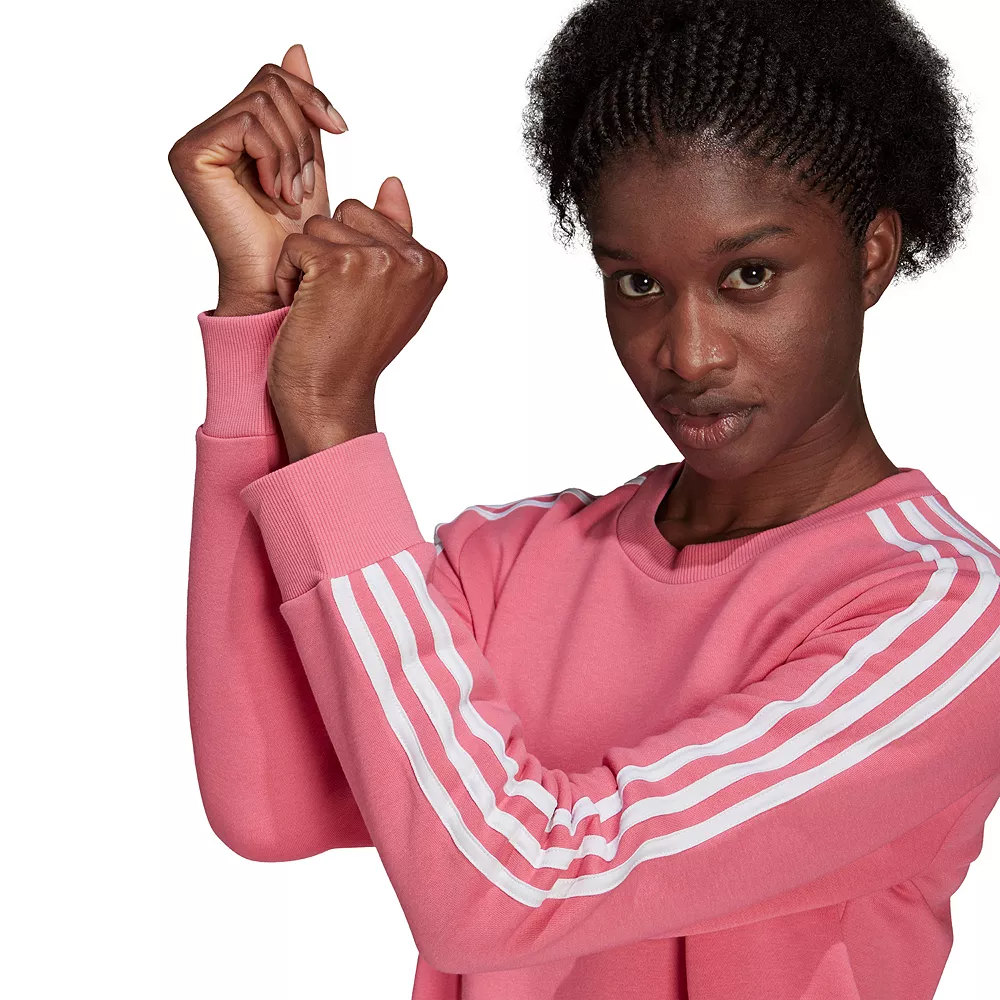 Women's adidas Essential 3-Stripe Fleece Sweatshirt 7 Women's adidas Essential 3-Stripe Fleece Sweatshirt - Image 5