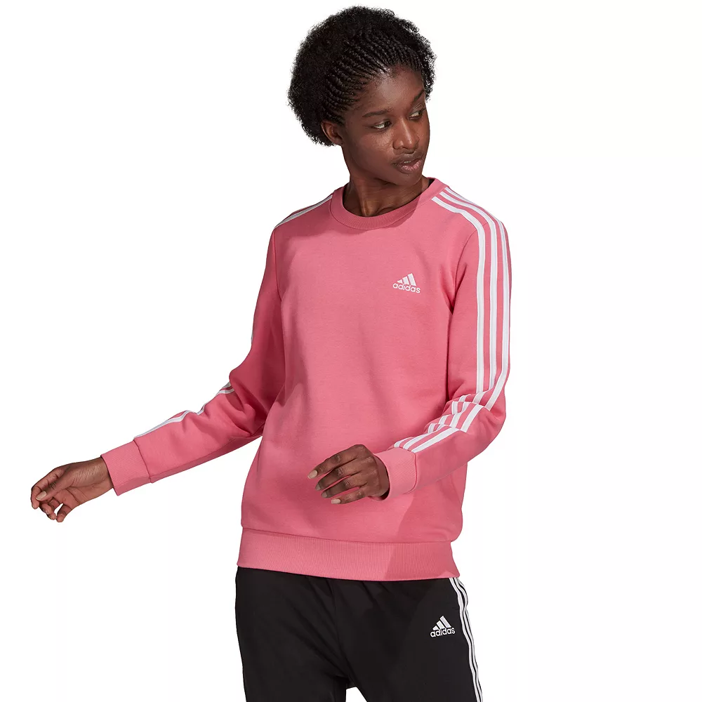 Women's adidas Essential 3-Stripe Fleece Sweatshirt 4 Women's adidas Essential 3-Stripe Fleece Sweatshirt - Image 2