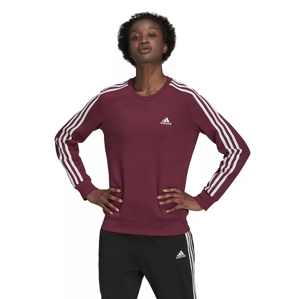 Women's adidas Essential 3-Stripe Fleece Sweatshirt 5 Women's adidas Essential 3-Stripe Fleece Sweatshirt - Image 3