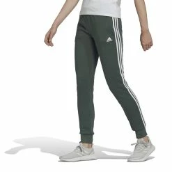 Women's adidas 3-Stripe Fleece Joggers -Adidas shop 4935306 Green Oxide
