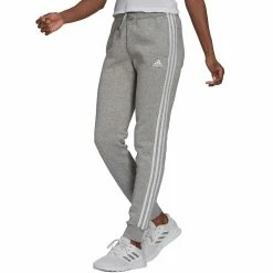 Women's adidas 3-Stripe Fleece Joggers -Adidas shop 4935306 Medium Gray White
