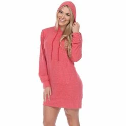 Women's White Mark Hooded Sweatshirt Dress