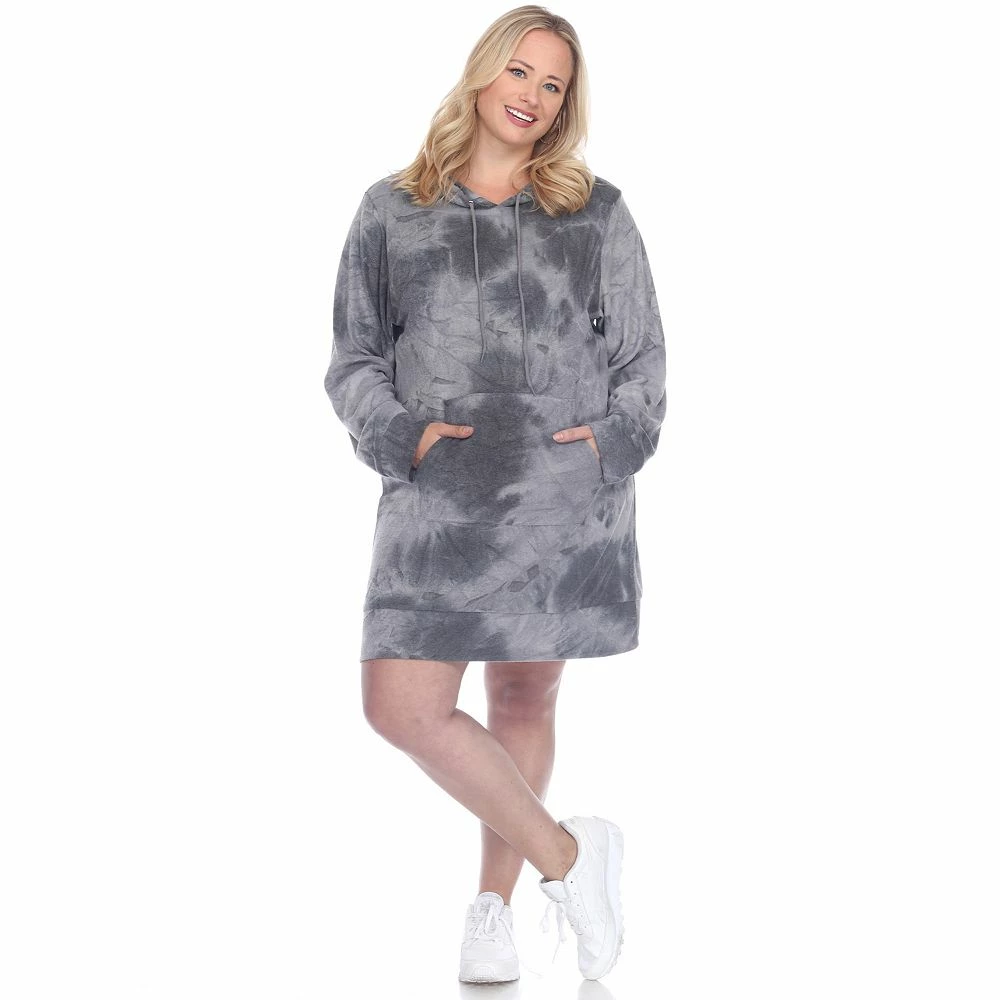 Plus Size White Mark Tie-Dye Hoodie Sweatshirt Dress 8 Plus Size White Mark Tie-Dye Hoodie Sweatshirt Dress - Image 6