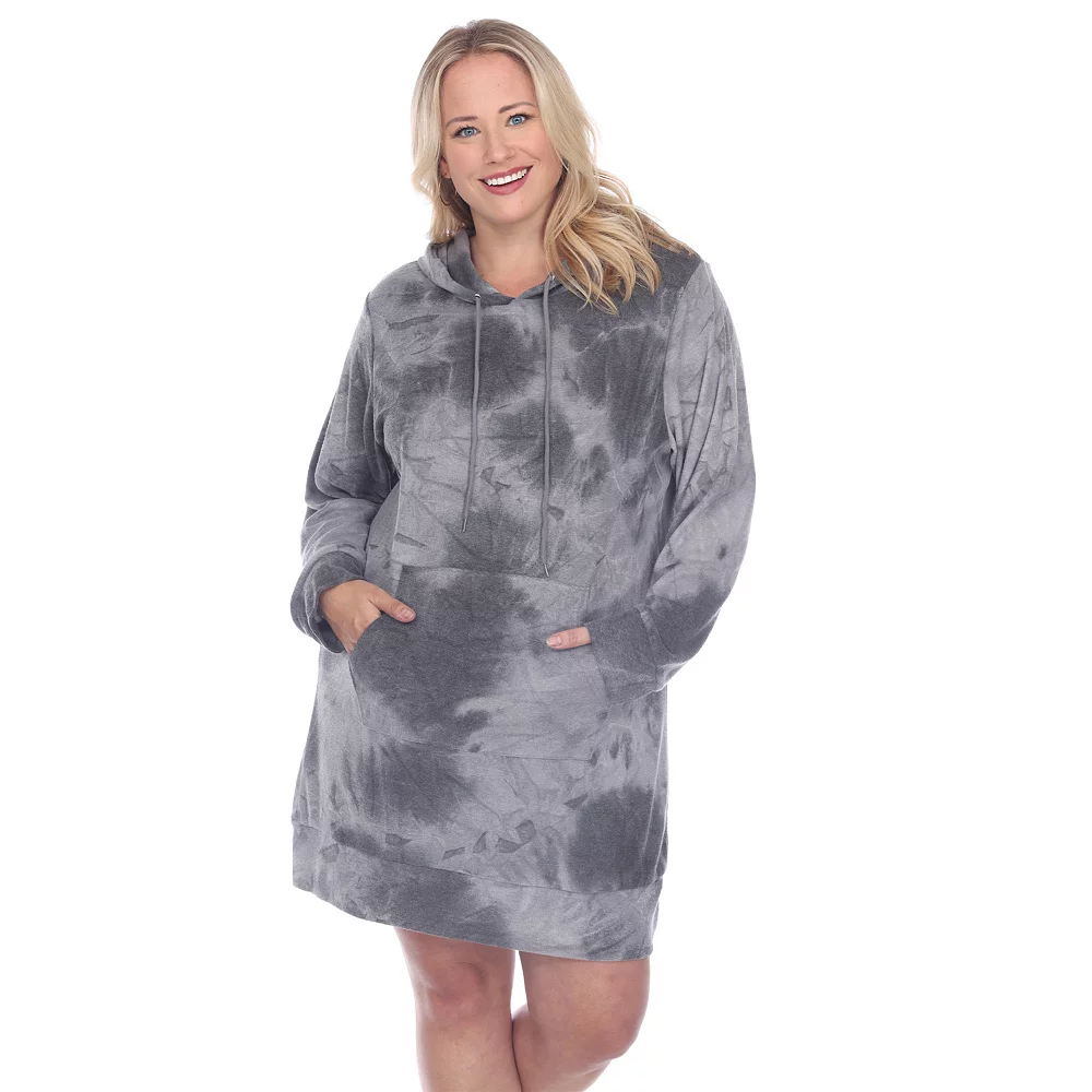 Plus Size White Mark Tie-Dye Hoodie Sweatshirt Dress 3 Plus Size White Mark Tie-Dye Hoodie Sweatshirt Dress