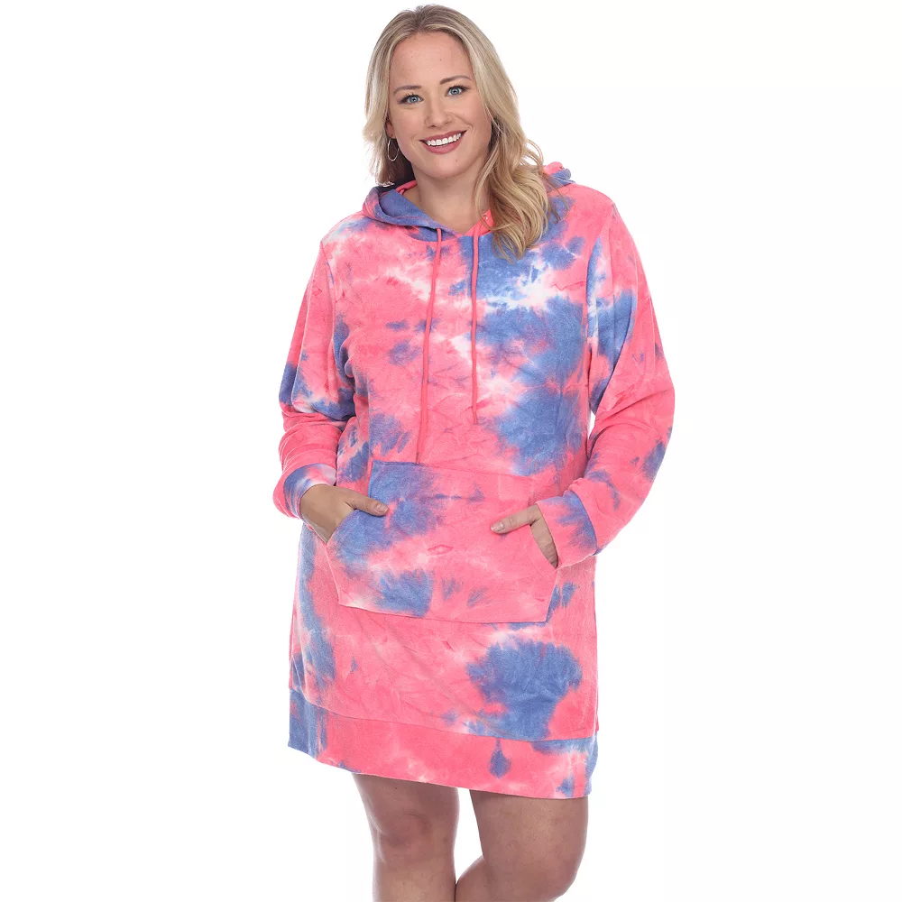 Plus Size White Mark Tie-Dye Hoodie Sweatshirt Dress 4 Plus Size White Mark Tie-Dye Hoodie Sweatshirt Dress - Image 2