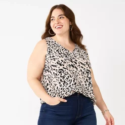 Plus Size Nine West Essential V-Neck Tank -Adidas shop 4952917 Spotted Leopard