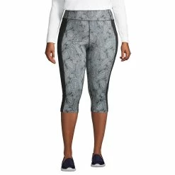 Plus Size Lands' End Active Compression Capri Leggings -Adidas shop 4957254 Black Motif Paisley