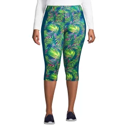 Plus Size Lands' End Active Compression Capri Leggings -Adidas shop 4957254 Teal Multi Palm