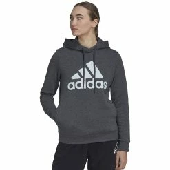 Women's adidas Essentials Logo Fleece Hoodie -Adidas shop 4975137 Dark Gray Heather