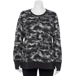 Plus Size Tek Gear® Ultrasoft Fleece Crewneck Sweatshirt -Adidas shop 5000133 Gray Camo