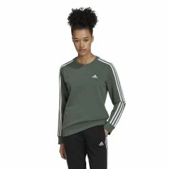 Women's adidas Essentials 3-Stripes Fleece Sweatshirt 20 Women's adidas Essentials 3-Stripes Fleece Sweatshirt -Adidas shop 5011194 Green Oxide