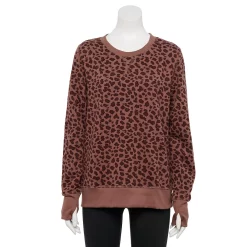 Women's Tek Gear® Ultrasoft Fleece Sweatshirt -Adidas shop 5011252 Brown Leopard