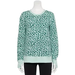 Women's Tek Gear® Ultrasoft Fleece Sweatshirt -Adidas shop 5011252 Green Leopard