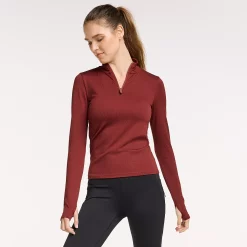 Women's FLX Balance Ribbed Quarter-Zip Mockneck Top 16 Women's FLX Balance Ribbed Quarter-Zip Mockneck Top -Adidas shop 5018073 Chic Burgundy