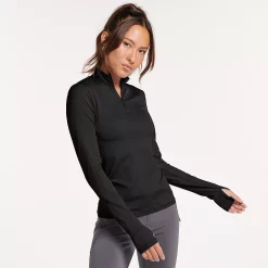 Women's FLX Balance Ribbed Quarter-Zip Mockneck Top 12 Women's FLX Balance Ribbed Quarter-Zip Mockneck Top -Adidas shop 5018073 Mineral Black