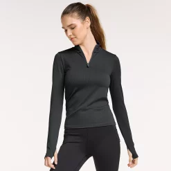 Women's FLX Balance Ribbed Quarter-Zip Mockneck Top 14 Women's FLX Balance Ribbed Quarter-Zip Mockneck Top -Adidas shop 5018073 Plum Sherry