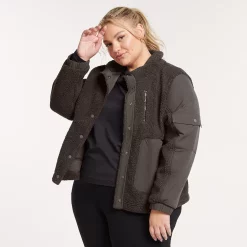 Plus Size FLX Boucle Mixed-Media Vest -Adidas shop 5018117 Chaz Gray
