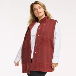 Plus Size FLX Boucle Mixed-Media Vest -Adidas shop 5018117 Chic Burgundy