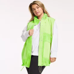 Plus Size FLX Boucle Mixed-Media Vest -Adidas shop 5018117 Lime Green