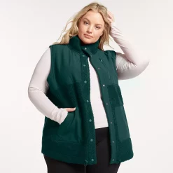 Plus Size FLX Boucle Mixed-Media Vest -Adidas shop 5018117 Midnight Flood