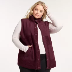 Plus Size FLX Boucle Mixed-Media Vest -Adidas shop 5018117 Plum Pie