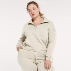 Plus Size FLX Embrace Popover Hoodie -Adidas shop 5028305 Sand Trap