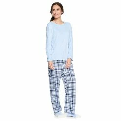 Women's Croft & Barrow® Velour Long Sleeve Pajama Top & Pajama Pants Set 16 Women's Croft & Barrow® Velour Long Sleeve Pajama Top & Pajama Pants Set -Adidas shop 5041063 Blue Plaid Rib