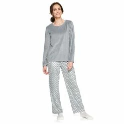 Women's Croft & Barrow® Velour Long Sleeve Pajama Top & Pajama Pants Set 19 Women's Croft & Barrow® Velour Long Sleeve Pajama Top & Pajama Pants Set -Adidas shop 5041063 Gray Dot Rib