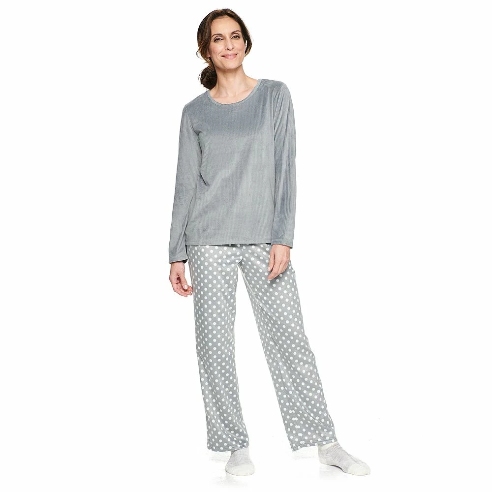 Women's Croft & Barrow® Velour Long Sleeve Pajama Top & Pajama Pants Set 9 Women's Croft & Barrow® Velour Long Sleeve Pajama Top & Pajama Pants Set - Image 7