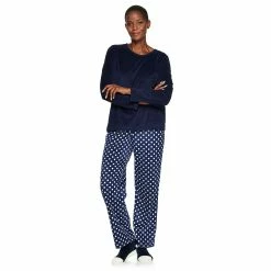 Women's Croft & Barrow® Velour Long Sleeve Pajama Top & Pajama Pants Set 17 Women's Croft & Barrow® Velour Long Sleeve Pajama Top & Pajama Pants Set -Adidas shop 5041063 Navy Dot Rib