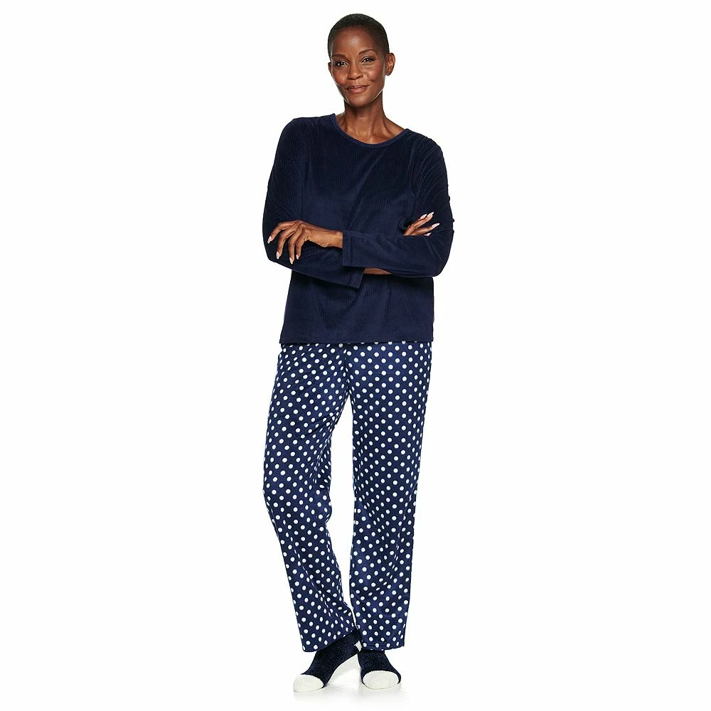 Women's Croft & Barrow® Velour Long Sleeve Pajama Top & Pajama Pants Set 7 Women's Croft & Barrow® Velour Long Sleeve Pajama Top & Pajama Pants Set - Image 5