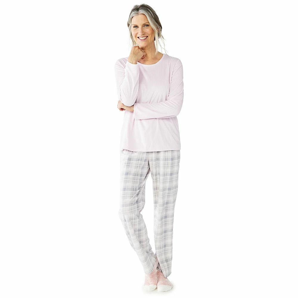 Women's Croft & Barrow® Velour Long Sleeve Pajama Top & Pajama Pants Set 4 Women's Croft & Barrow® Velour Long Sleeve Pajama Top & Pajama Pants Set - Image 2