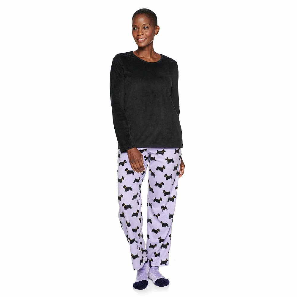 Women's Croft & Barrow® Velour Long Sleeve Pajama Top & Pajama Pants Set 12 Women's Croft & Barrow® Velour Long Sleeve Pajama Top & Pajama Pants Set - Image 10