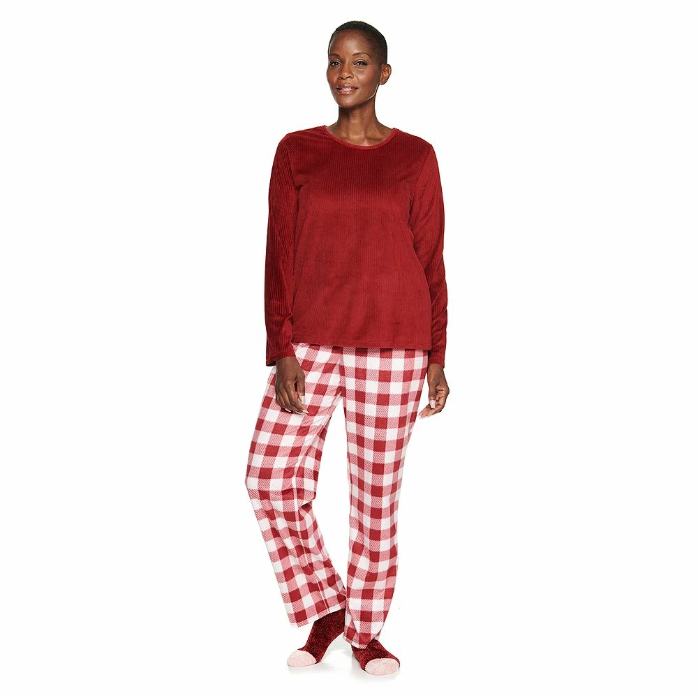 Women's Croft & Barrow® Velour Long Sleeve Pajama Top & Pajama Pants Set 5 Women's Croft & Barrow® Velour Long Sleeve Pajama Top & Pajama Pants Set - Image 3