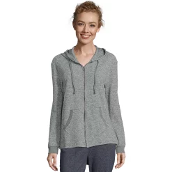 Women's Hanes® French Terry Zip-Up Hoodie -Adidas shop 5114290 Ebony Spacedye