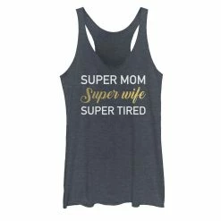 Juniors' Super Mom Wife Tired Graphic Tank